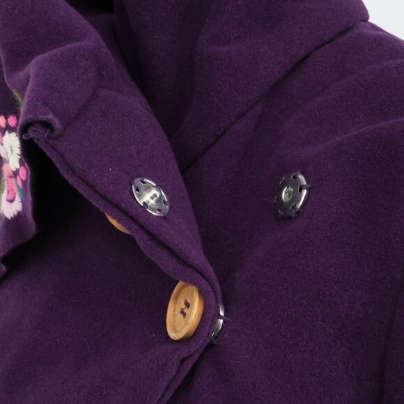 Garnet Hill Kids Coat Girls 12 Purple Tweed Snap Front Asymmetric Hem Overcoat - Picture 16 of 16